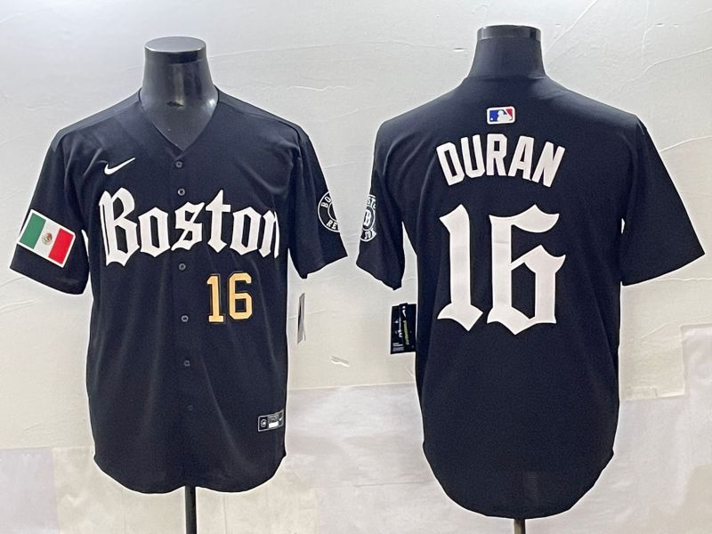 Men 2025 Boston Red Sox #16 Duran Black Five generations Joint Name Nike MLB Jersey style 7